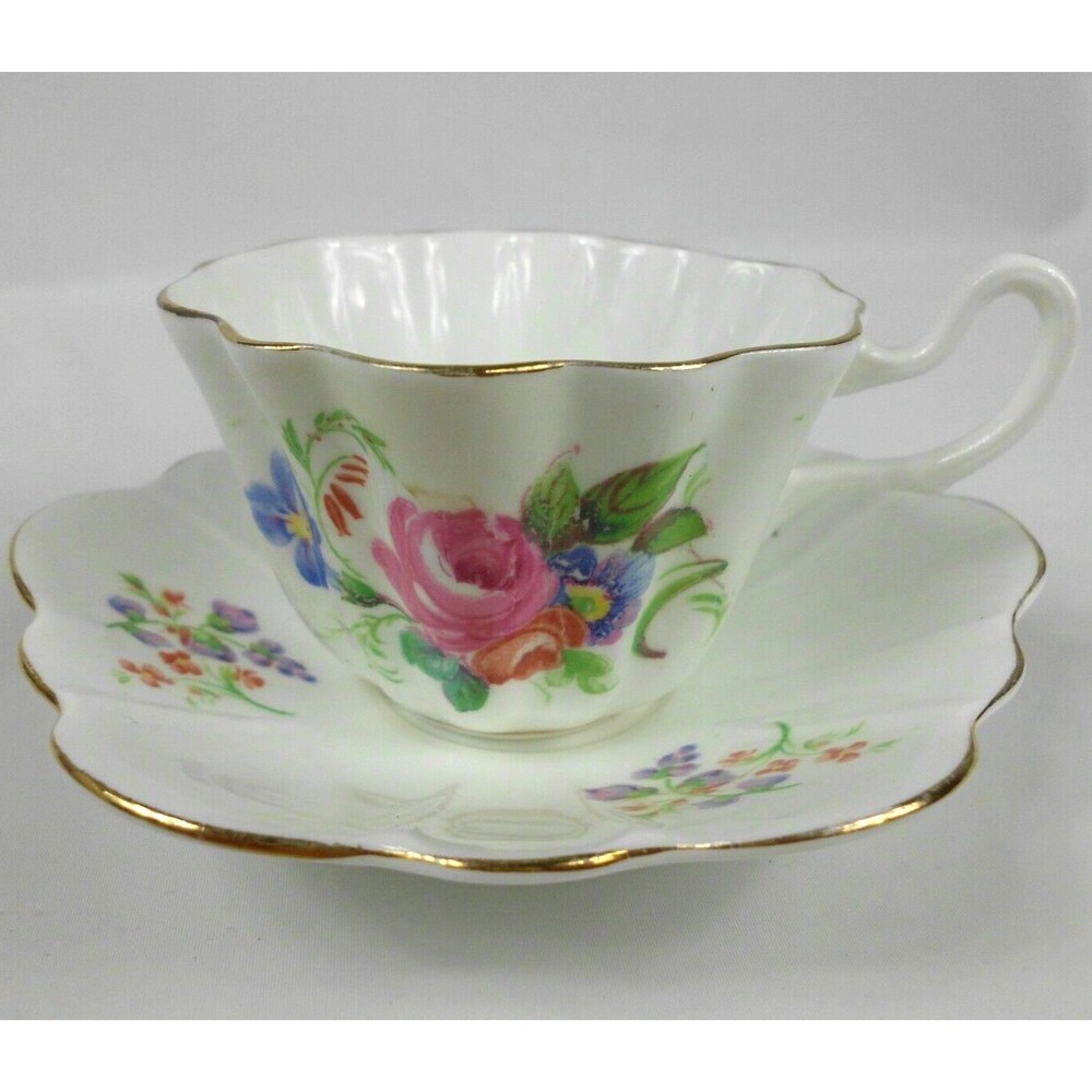 Vintage Royal Stuart Spencer Stevenson Teacup & Saucer Floral Bone China England